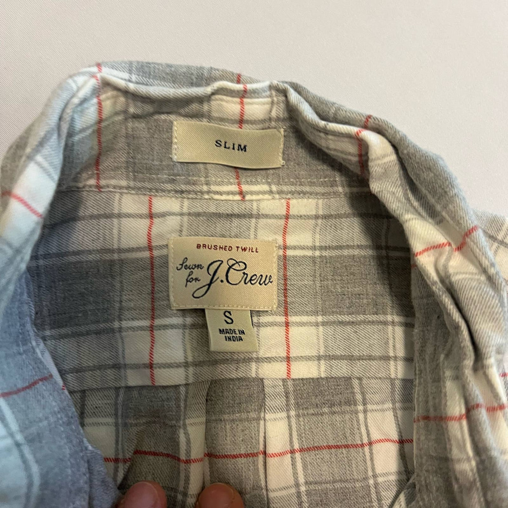 J. Crew Re-imagined white plaid button down shirt S - Picture 6 of 8